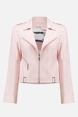 Faux Suede Fitted Jacket w/ Decorative Buckles