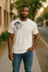 670 White Tee Couple Embrace