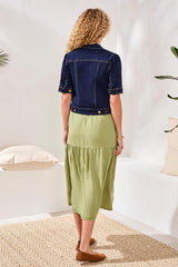 Comfort Stretch Elbow-Sleeve Denim Jacket