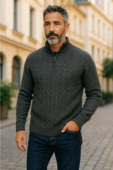 936 Pierce Charcoal Cable Quarter Zip