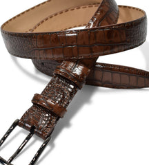 B04 Marcello Mocha Men's Leather Embossed Croc Belt