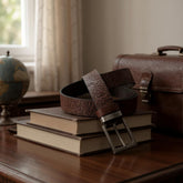 B24 Chocolate Basket Weave Belt