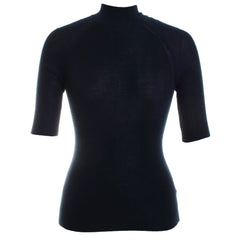 Merino Silk Micro Rib Elbow Sleeve Turtleneck
