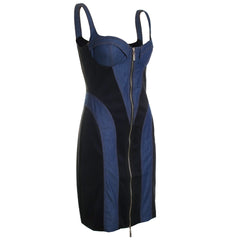 2 Tone Denim Zip Dress
