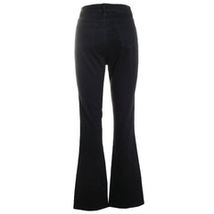 Patent Leather Button Details Straight Leg Jeans