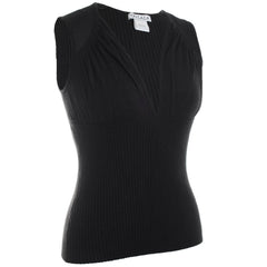 Mesh Knit Combo V-Neck Sleeveless Knit Top