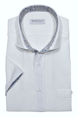 W017S White Boardwalk Cotton Linen Sport Shirt