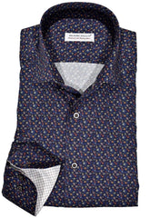 W610R Navy Paisley Roll Collar