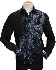 W614P Hand Painted Black Sport Shirt