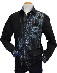 W614P Hand Painted Black Sport Shirt