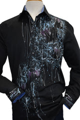 W614P Hand Painted Black Sport Shirt