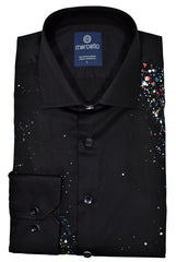 W866P Black Paint Splatter Shirt