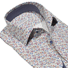 W964R Red Mini Floral Roll Collar