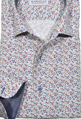 W964R Red Mini Floral Roll Collar