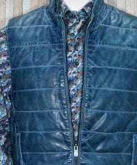 ZM108N Cali Style Navy Leather Vest