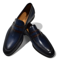 ZM23822N Magnanni Daniel Cuero Navy Brown