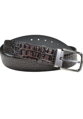 B08 Marcello Men's Stamped Horn Back Croc Leather Belt