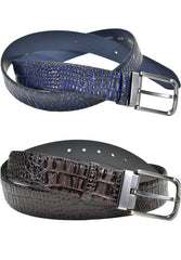 B08 Marcello Men's Stamped Horn Back Croc Leather Belt
