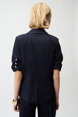Denim Blazer With Puff Sleeves