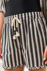 Jacquard Stripe Pull-On Shorts With Drawcord