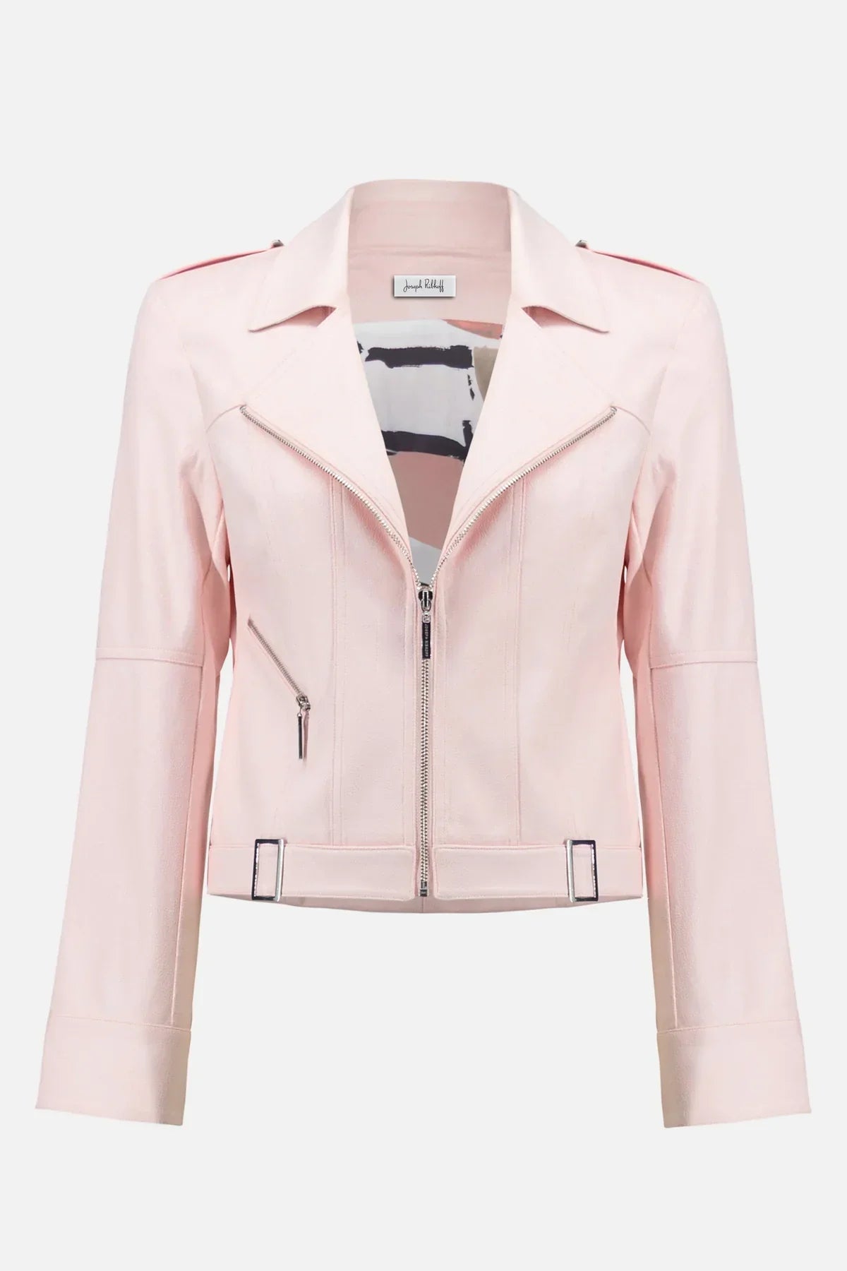Faux Suede Fitted Jacket w/ Decorative Buckles
