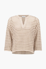 Cotton Blend Open Stitch Sweater