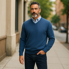 300 Navy Popcorn Stitch Sweater