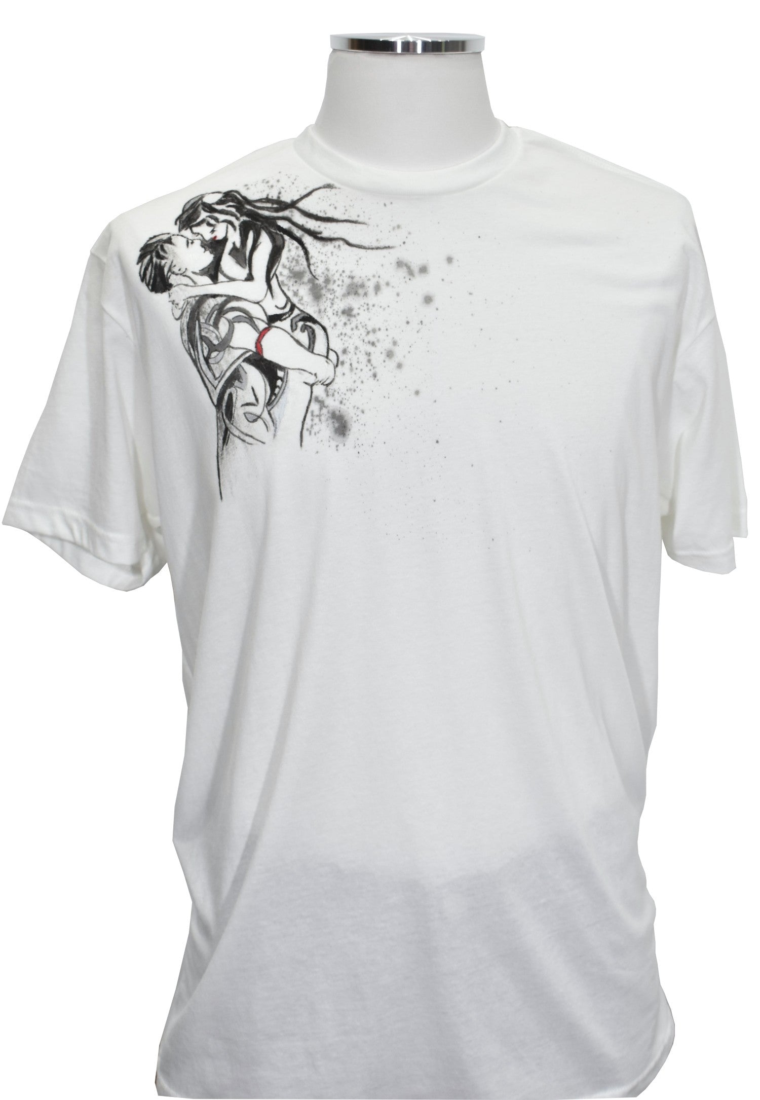 670 White Tee Couple Embrace
