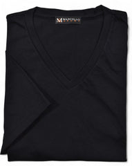 672V Black V Neck Tee