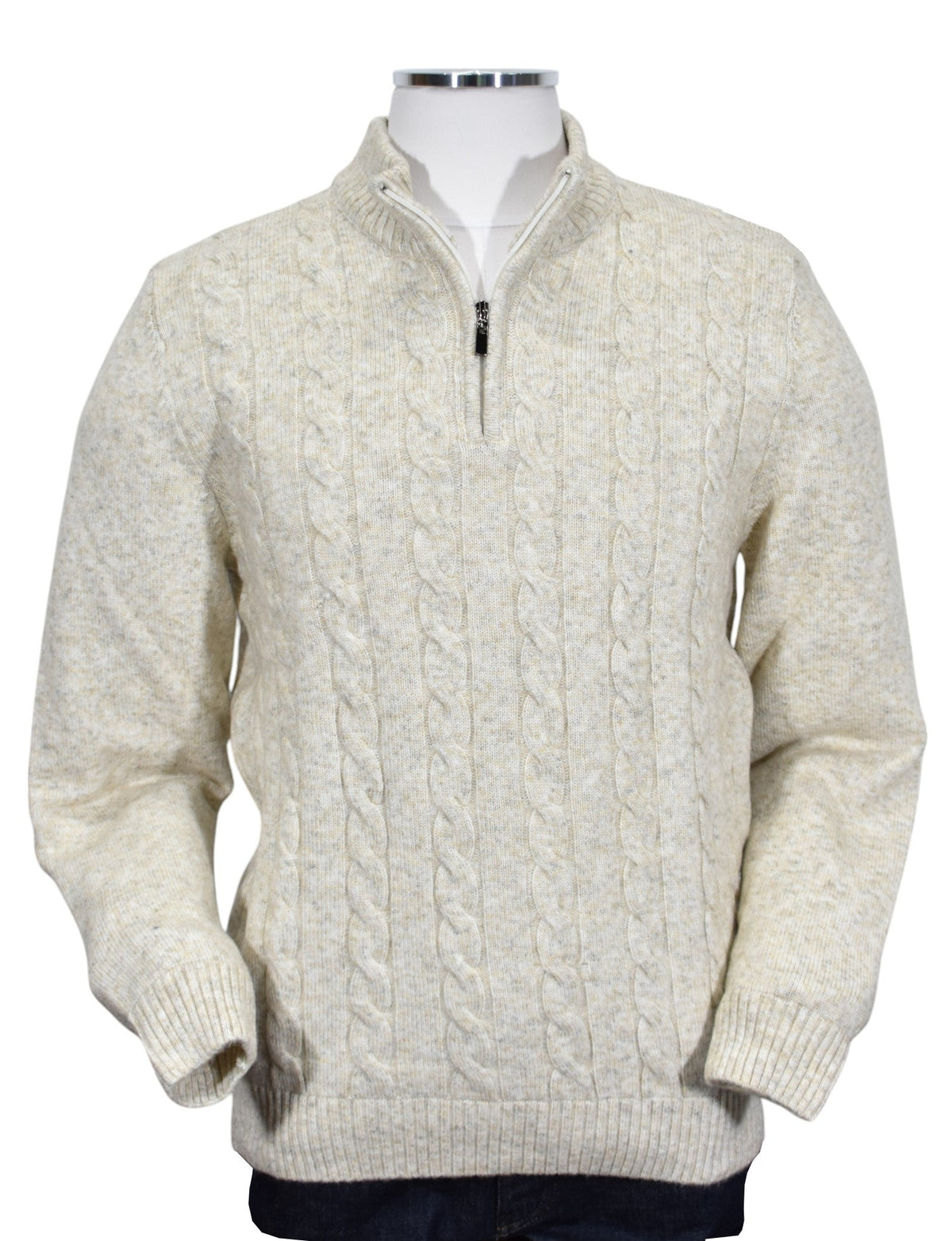 936 Pierce Ecru Cable Quarter Zip