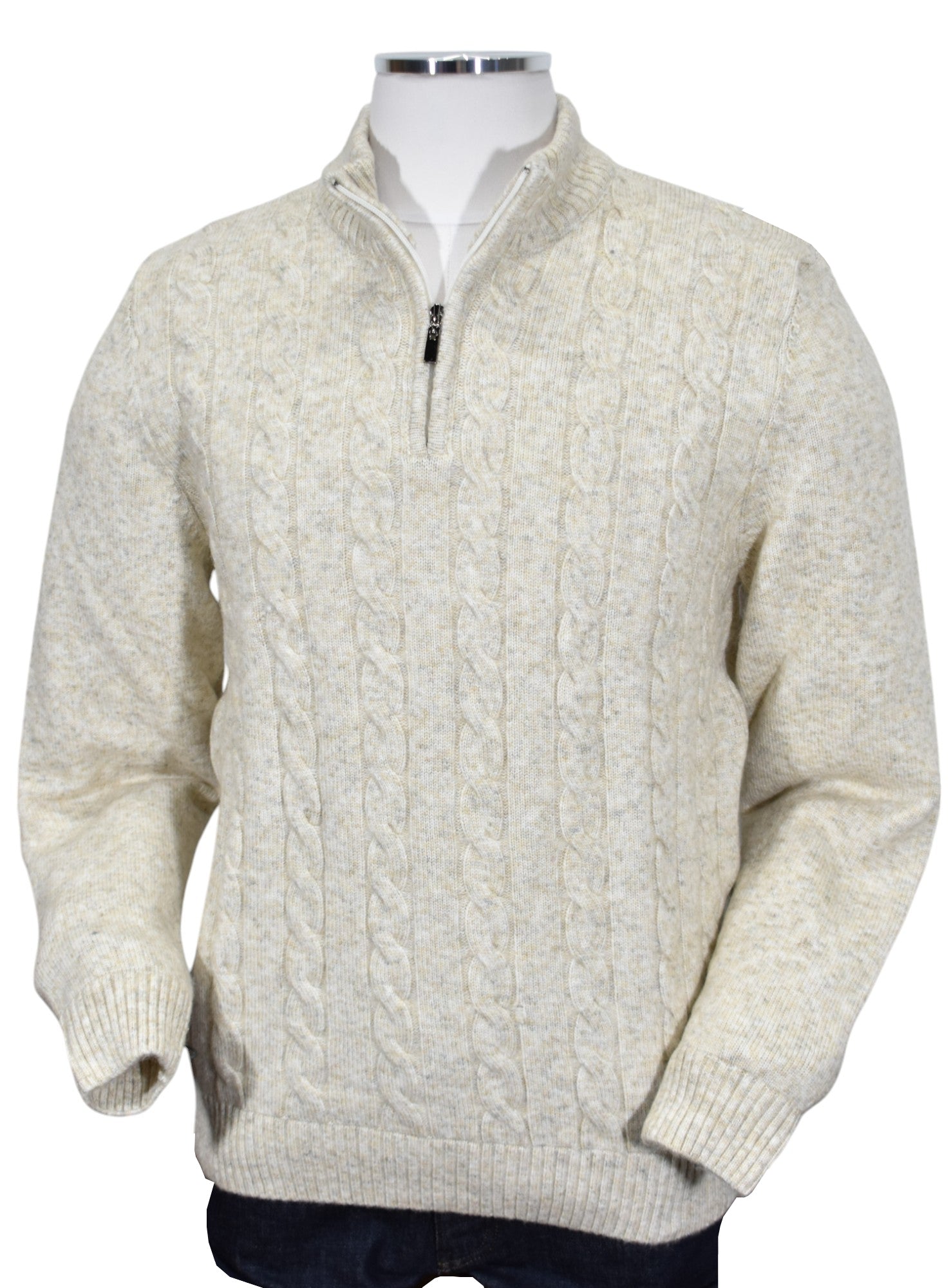 936 Pierce Ecru Cable Quarter Zip