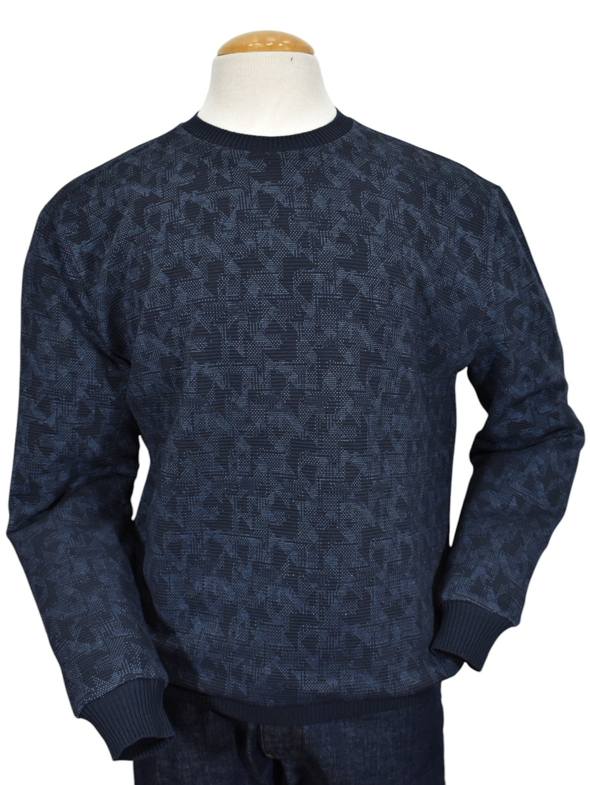 951 Torino Navy Geometric Sweater