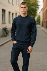 951 Torino Navy Geometric Sweater