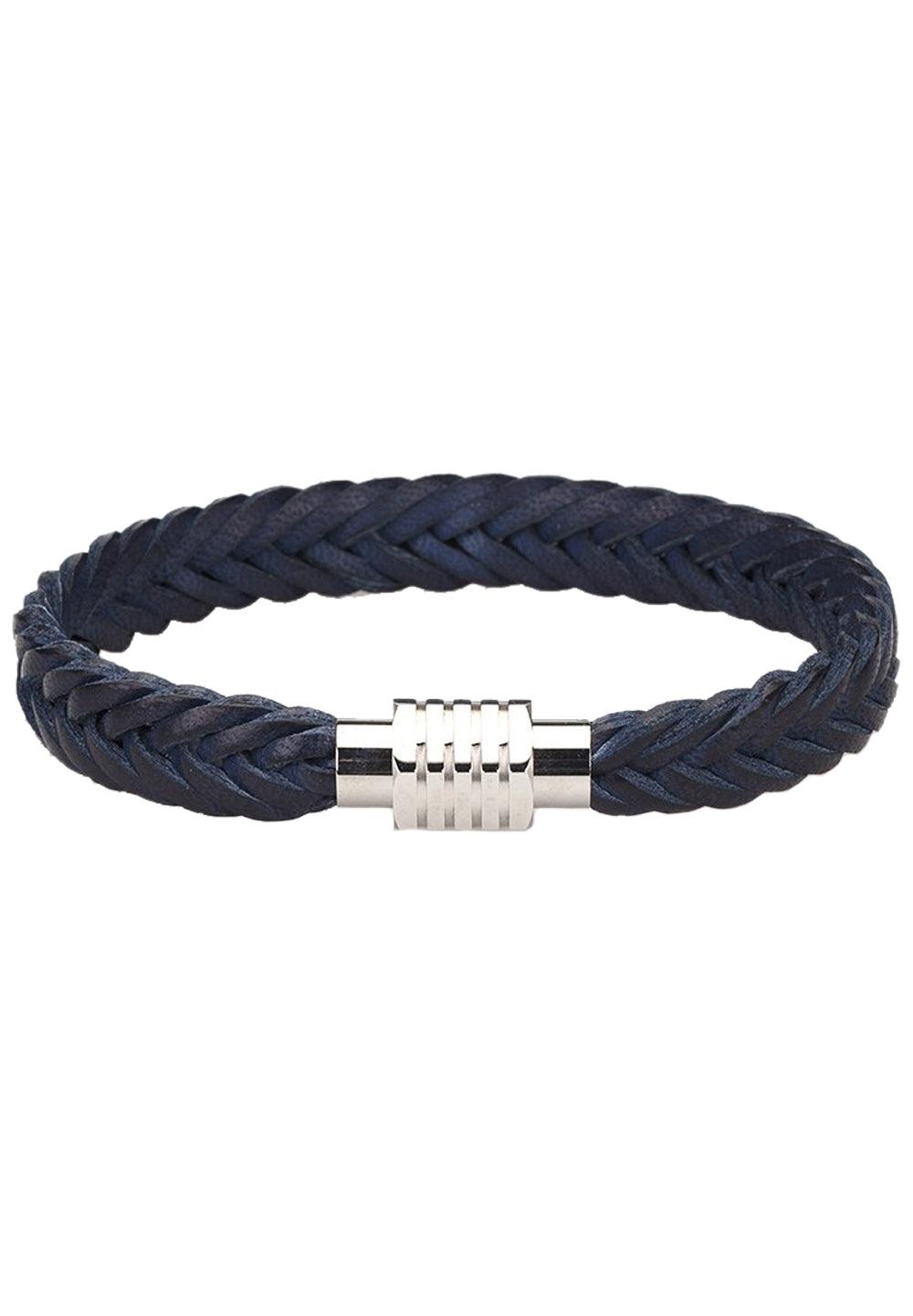 AB001 Navy Braided Leather Bracelet