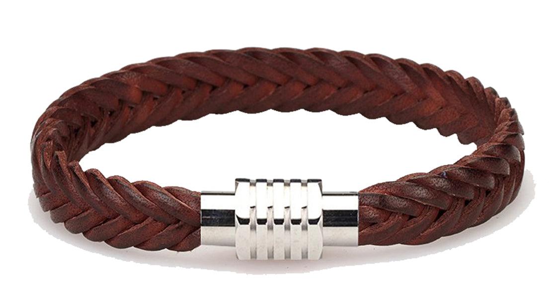AB001 Chocolate Braided Leather Bracelet