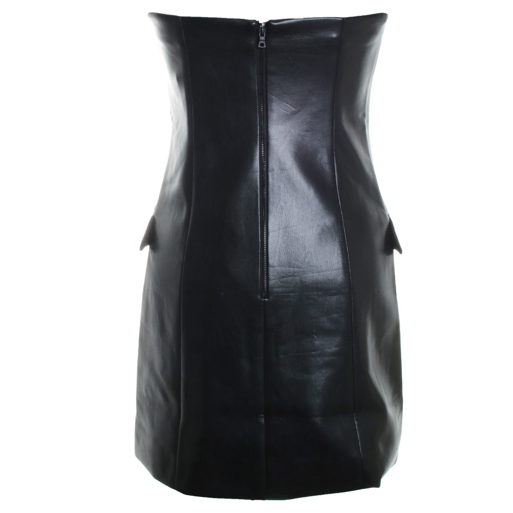 Madison Vegan Leather Strapless Button-Down Mini Blazer Dress