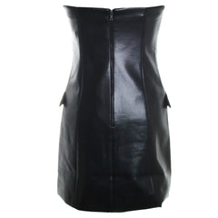 Madison Vegan Leather Strapless Button-Down Mini Blazer Dress