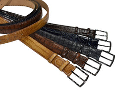 B04 Marcello Mocha Men's Leather Embossed Croc Belt