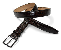 B04 Marcello Chocolate Men's Leather Embossed Croc Belt