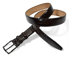 B04 Marcello Chocolate Men's Leather Embossed Croc Belt