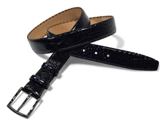 B04 Marcello Navy-Indigo Men's Leather Embossed Croc Belt