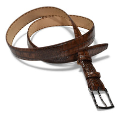 B04 Marcello Mocha Men's Leather Embossed Croc Belt