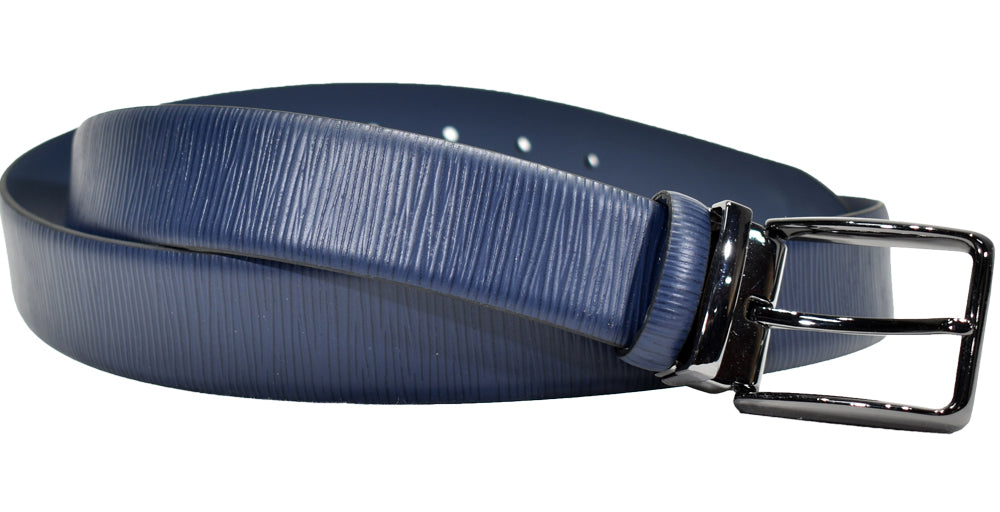 B09 Marcello Men's Navy Stamped Epi Leather Belt