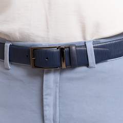 B09 Marcello Men's Navy Stamped Epi Leather Belt
