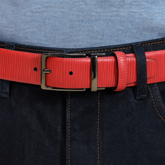 B09 Marcello Men's Red Stamped Epi Leather Belt