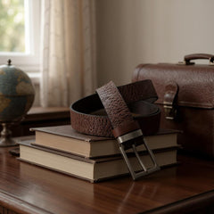 B24 Chocolate Basket Weave Belt