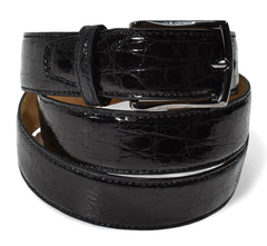 BG01 Glazed Genuine Crocodile Belt Black
