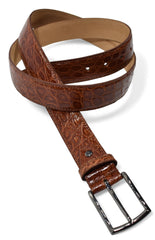 BG01 Glazed Genuine Crocodile Belt Cognac