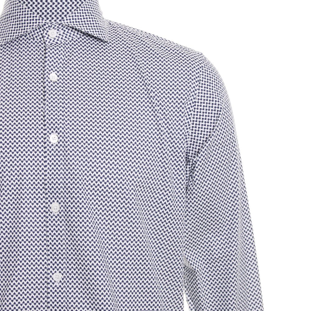 Canali Geometric Pattern Sport Shirt