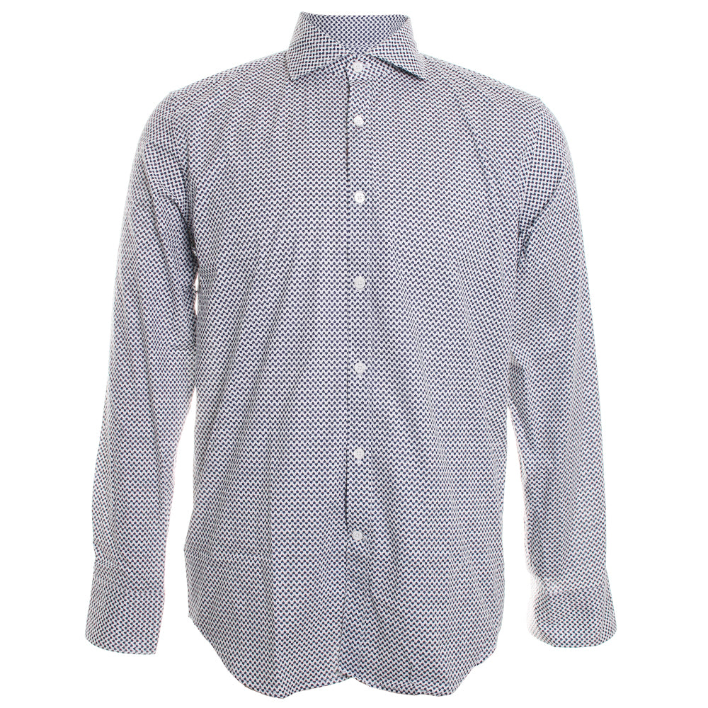 Canali Geometric Pattern Sport Shirt